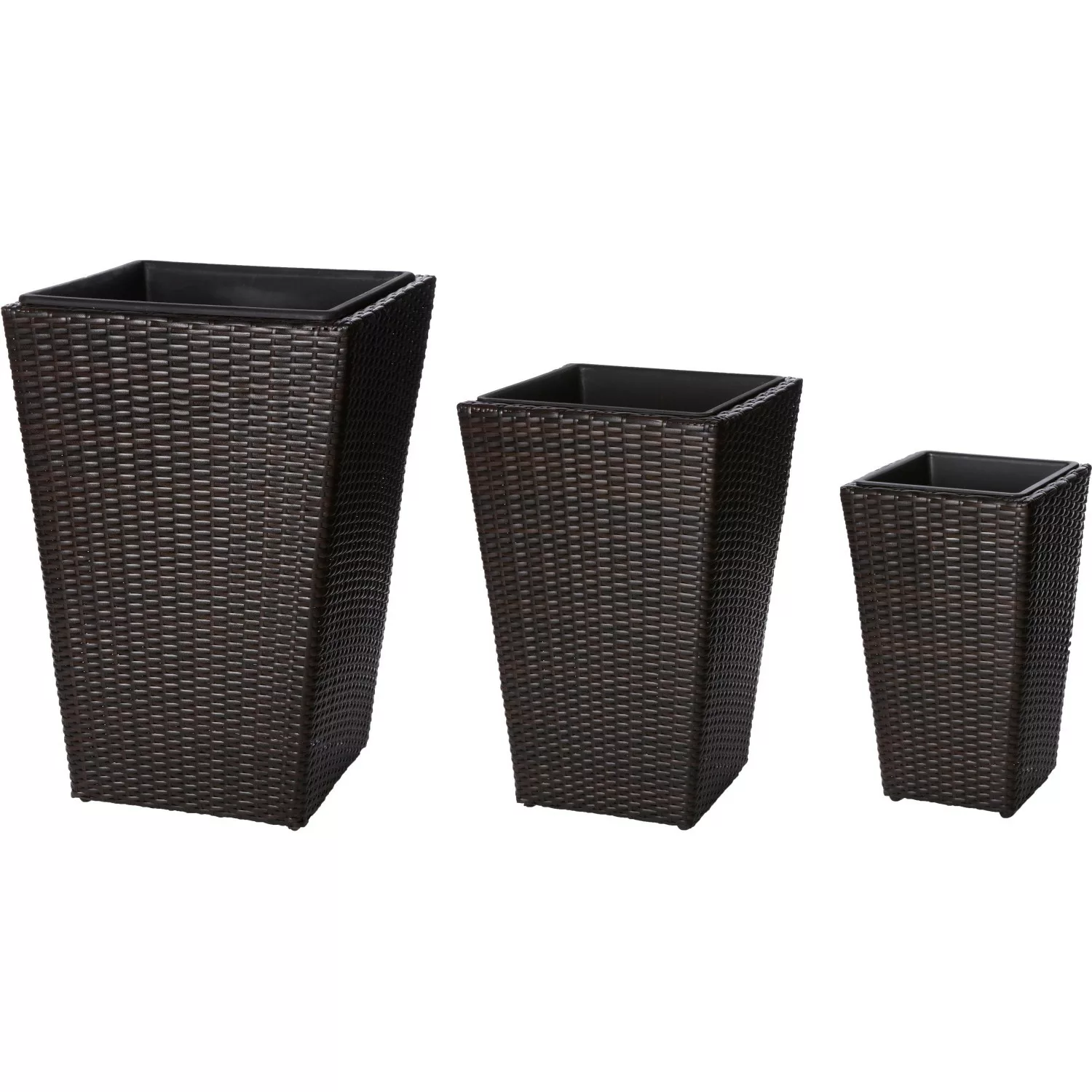 Gartenfreude Pflanzkübel Polyrattan Bicolour Braun Größe XL 3er-Set günstig online kaufen