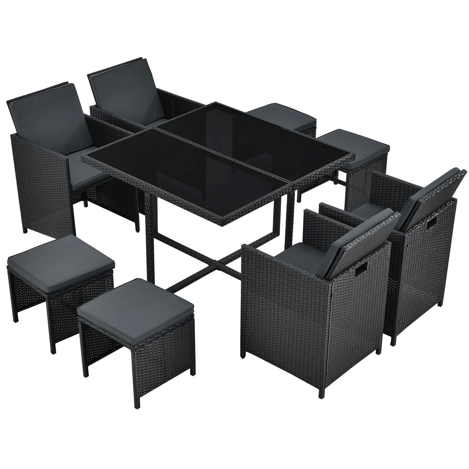 Juskys Garten-Essgruppe Baracoa, (Sitzgruppe), Polyrattan Gartenmöbel günstig online kaufen