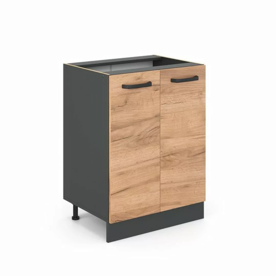 Vicco Unterschrank R-Line, Goldkraft Eiche/Anthrazit, 60 cm, AP Eiche günstig online kaufen