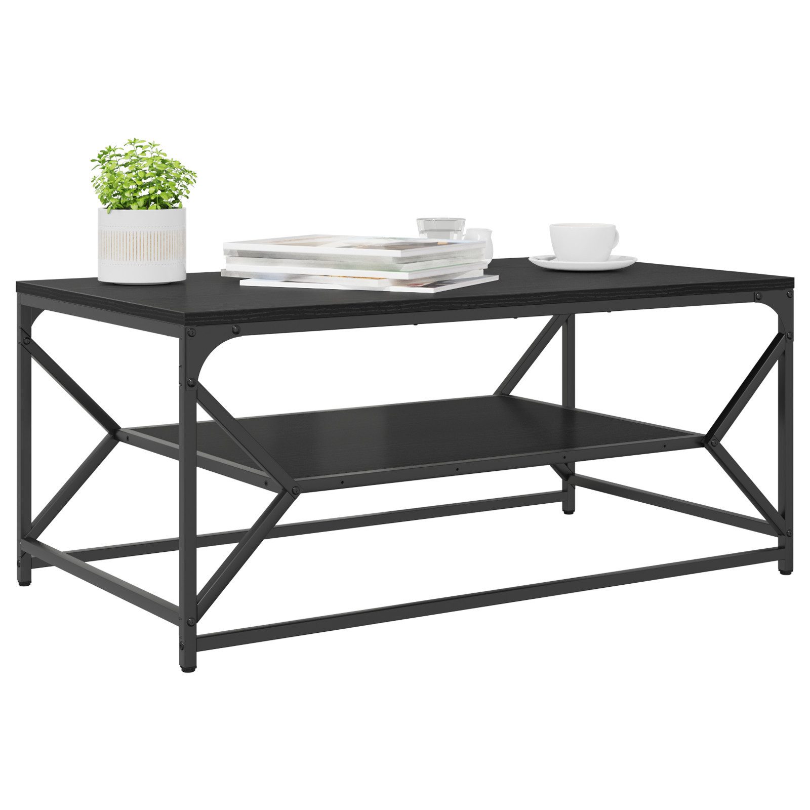 vidaXL Couchtisch Couchtisch mit Ablage Schwarz günstig online kaufen