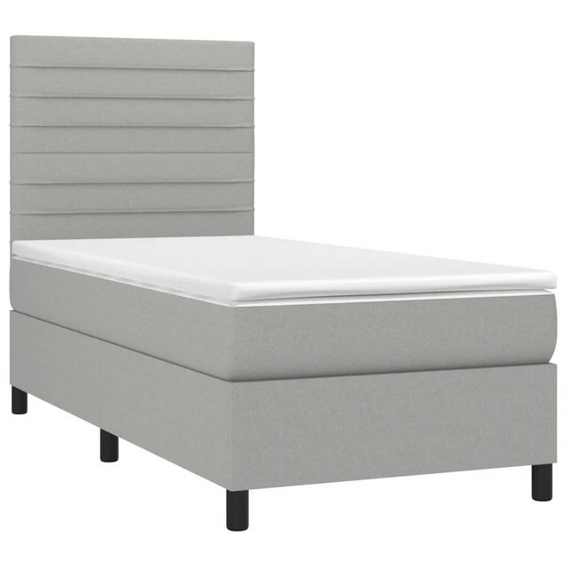 vidaXL Boxspringbett Boxspringbett mit Matratze LED Hellgrau 90x190 cm Stof günstig online kaufen