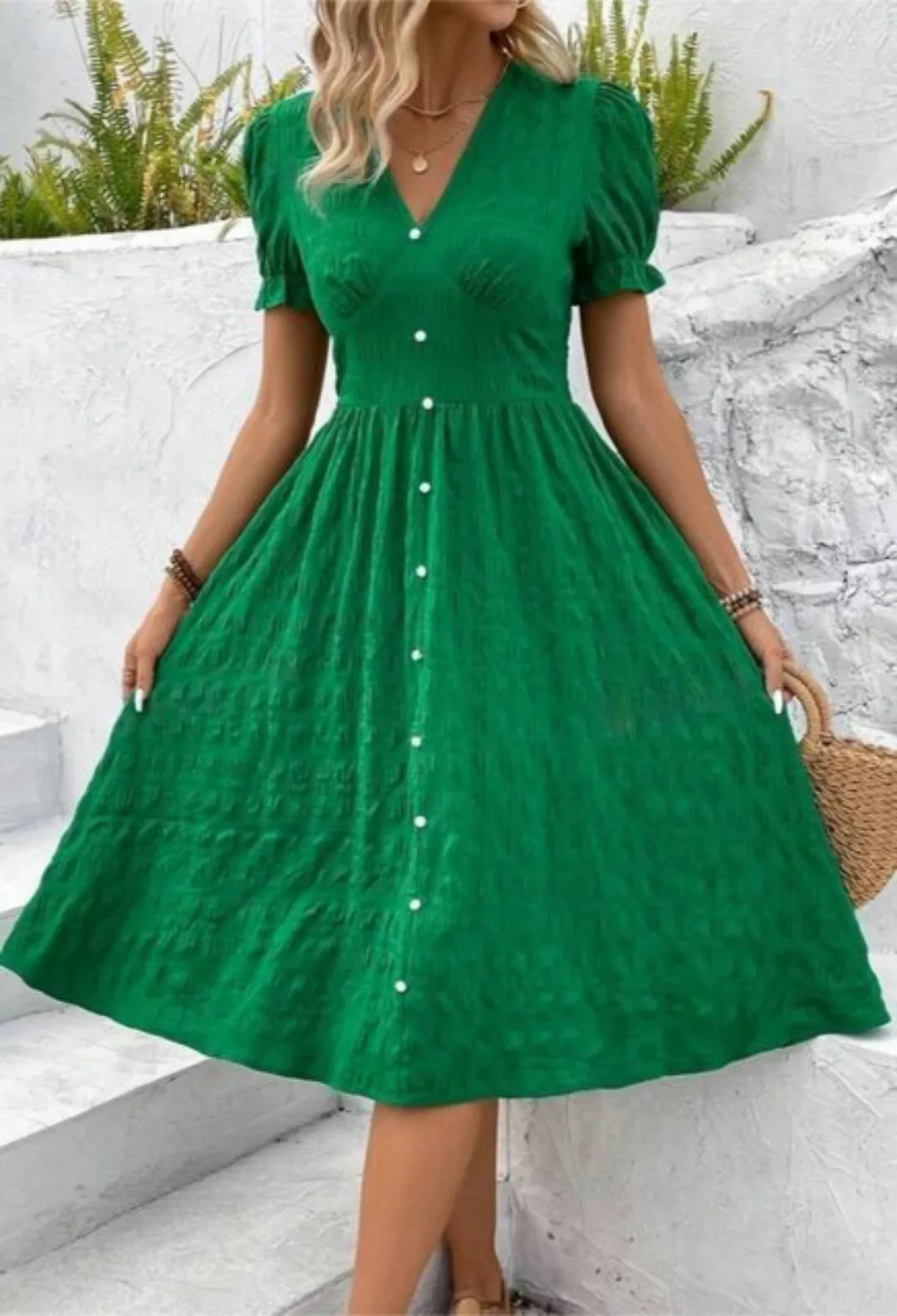 SEGUEN Sommerkleid Sommerliches Pendlerkleid mit Knöpfen (Elegantes Kleid m günstig online kaufen