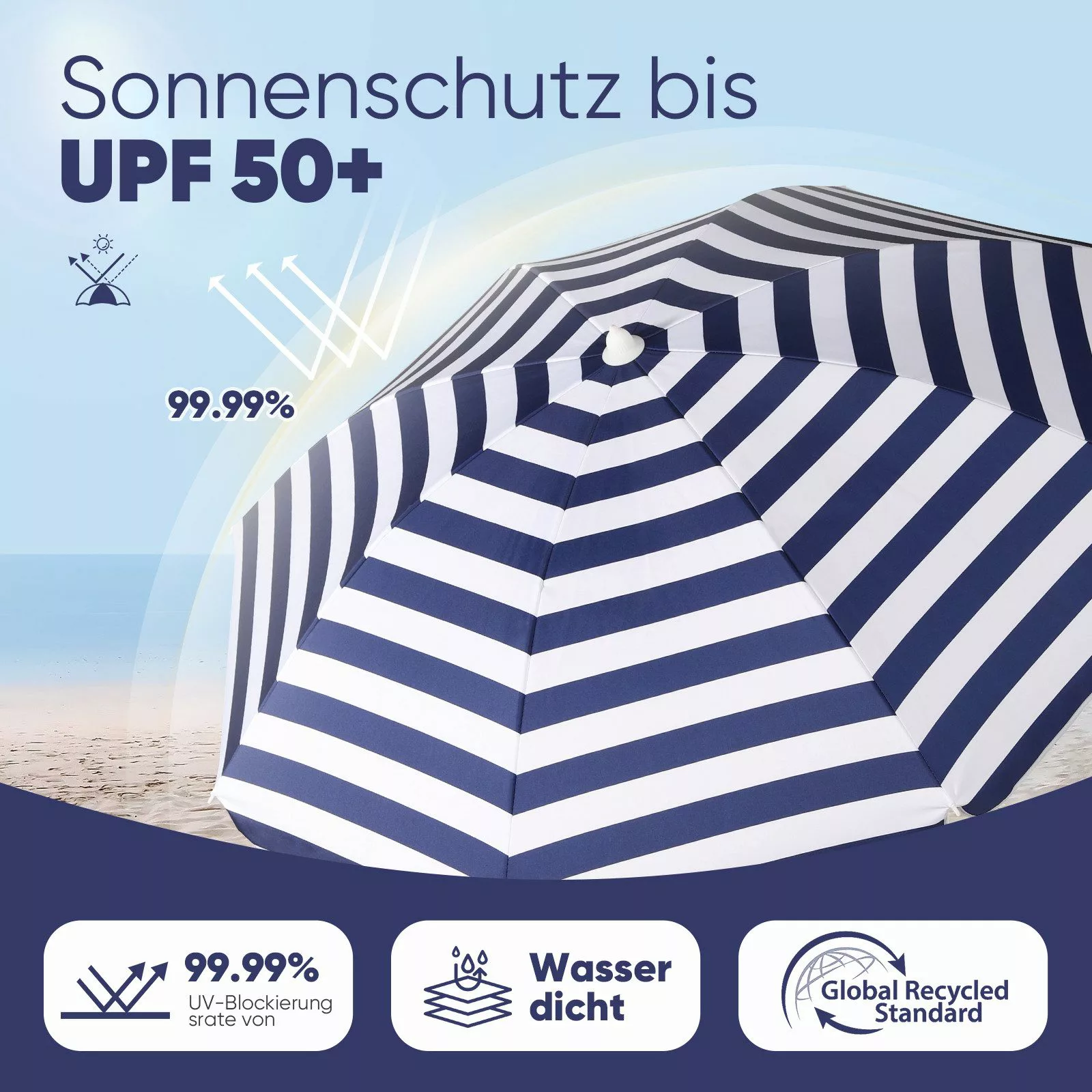 Sekey Sonnenschirm Ø160 cm Sonnenschirm UV50+ günstig online kaufen