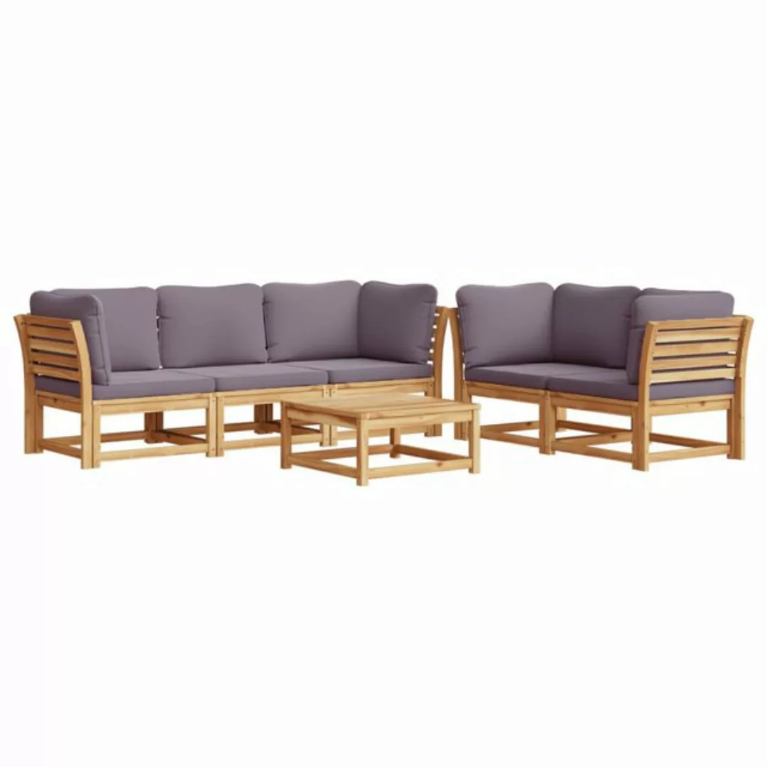 vidaXL Sofaelement 6-tlg. Garten-Lounge-Set mit Kissen Massivholz Akazie (1 günstig online kaufen