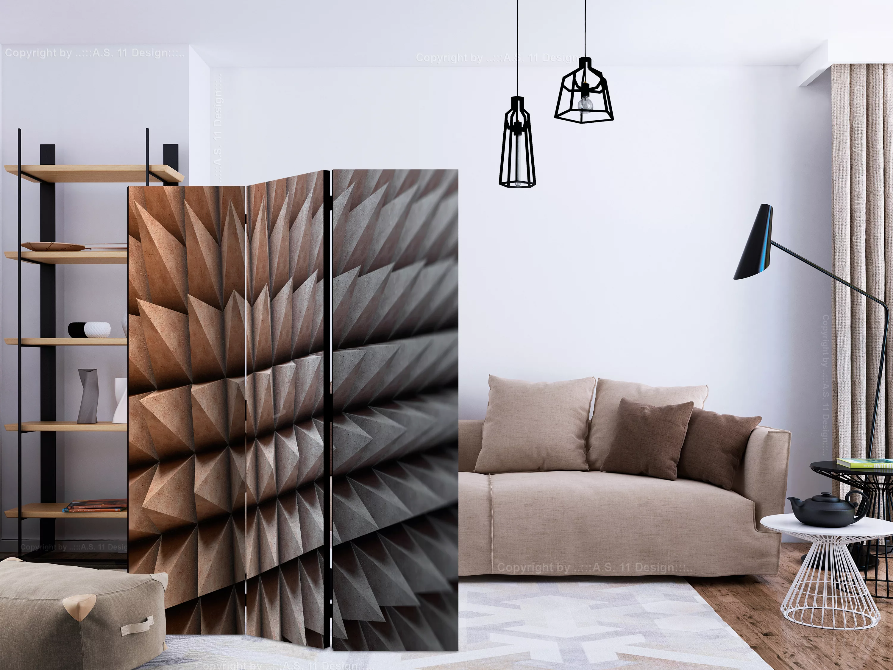 3-teiliges Paravent - Steel Defense  [room Dividers] günstig online kaufen