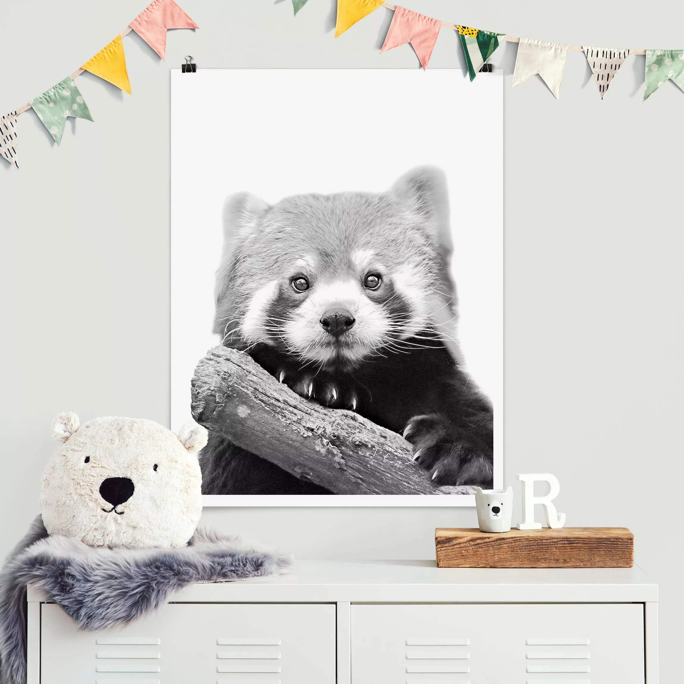 Poster Roter Panda in Schwarz-weiß günstig online kaufen