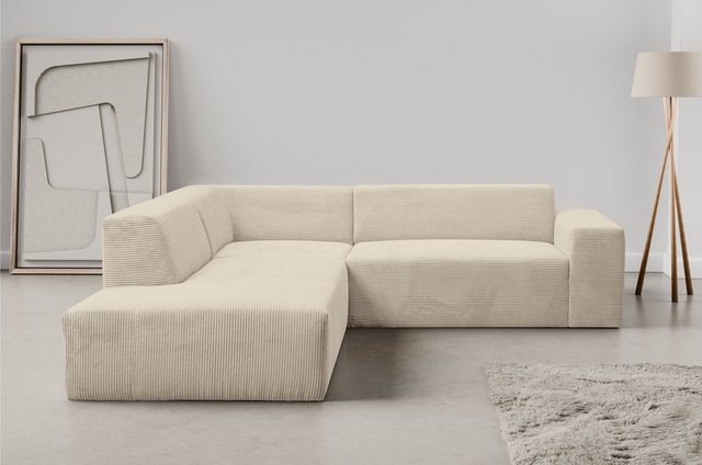 WERK2 Ecksofa »Zeus-M, tolles Sofa mit schönen Details, L-Form«, Curvy Tren günstig online kaufen