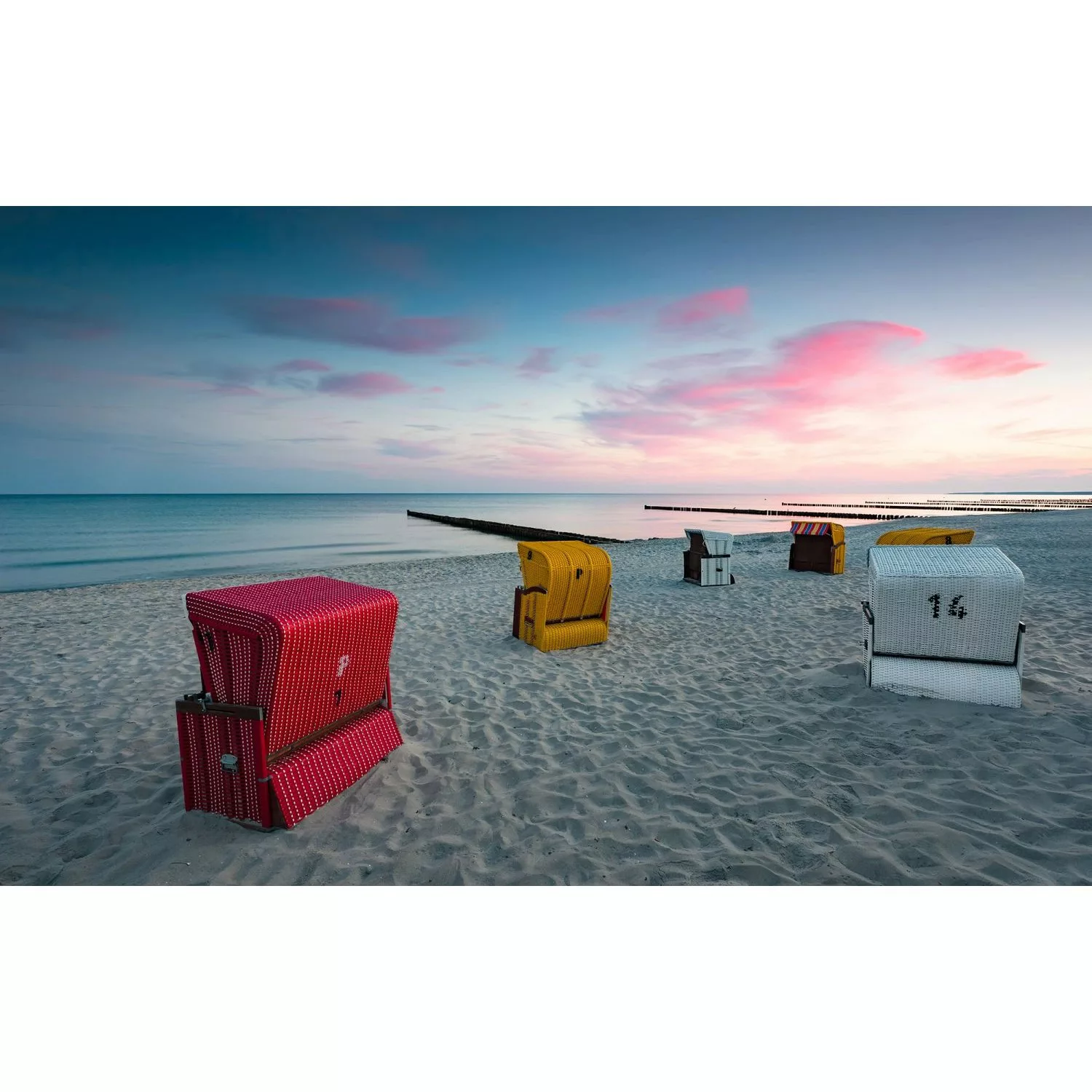 Sanders & Sanders Fototapete Strand Blau Grau und Rosa 450 x 280 cm 612647 günstig online kaufen