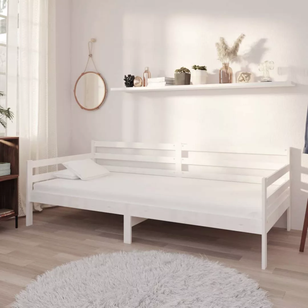 vidaXL Bettgestell Tagesbett Gästebett mit Matratze 90x200 cm Weiß Kiefer M günstig online kaufen