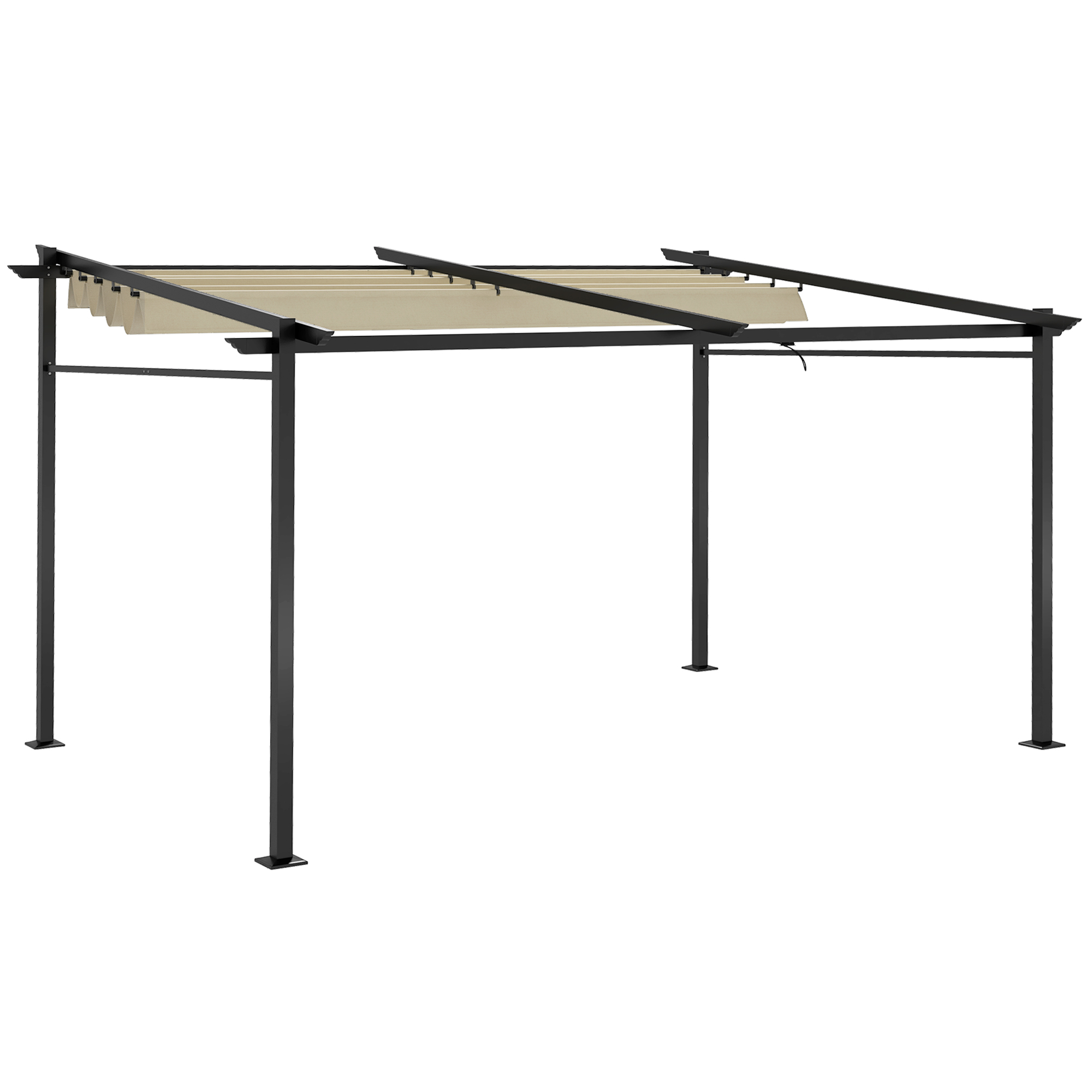 Outsunny Pergola mit ausziehbarer Schiebeplane 4 x 3 m, pulverbeschichtete günstig online kaufen