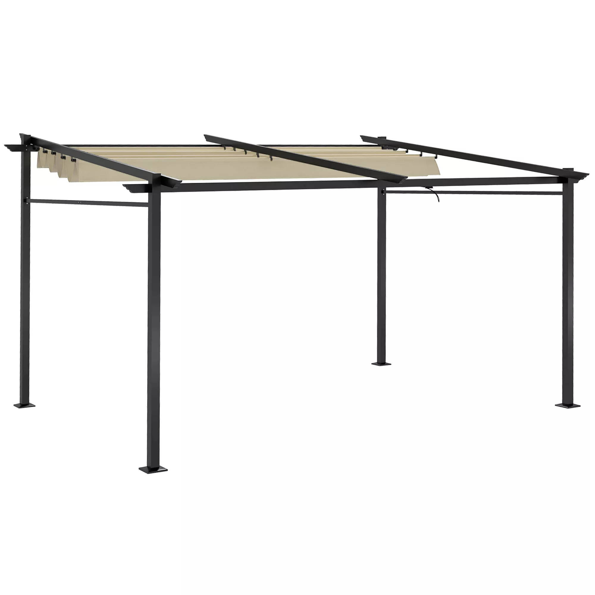 Outsunny Pergola mit ausziehbarer Schiebeplane 4 x 3 m, pulverbeschichtete günstig online kaufen