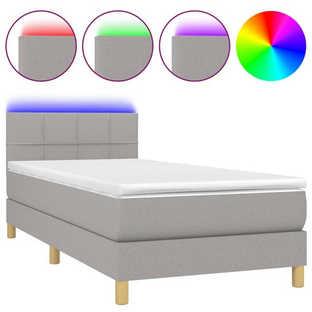 vidaXL Boxspringbett Boxspringbett mit Matratze LED Hellgrau 90x190 cm Stof günstig online kaufen