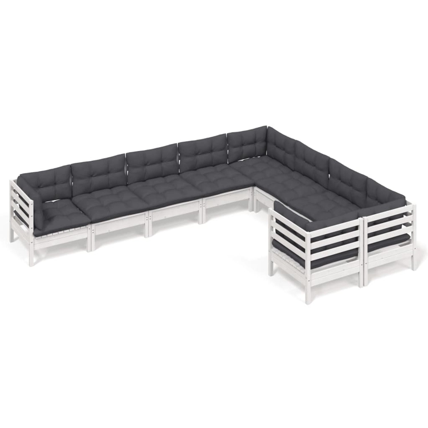vidaXL 9-Tlg Garten-Lounge-Set mit Kissen Weiß Kiefernholz 3096984 günstig online kaufen