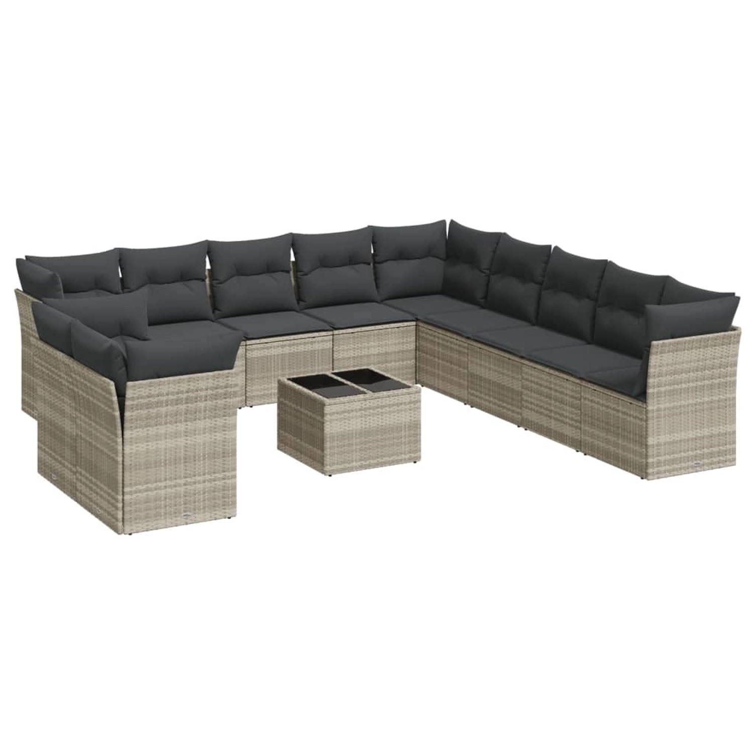 vidaXL 12-Tlg Garten-Sofagarnitur mit Kissen Hellgrau Poly Rattan 3249731 günstig online kaufen