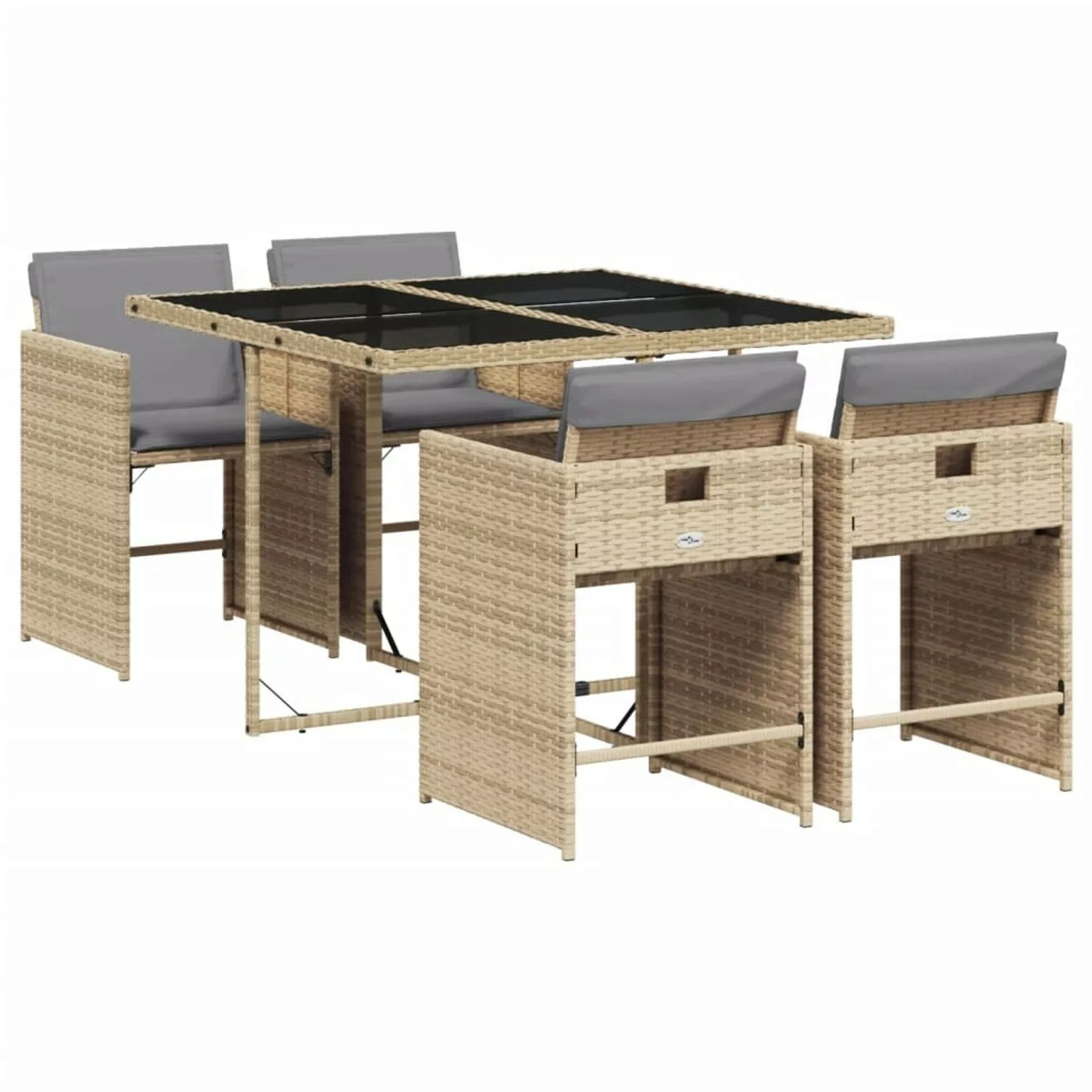 vidaXL 5-tlg Garten-Essgruppe mit Kissen Beigemischung Poly Rattan Modell 2 günstig online kaufen