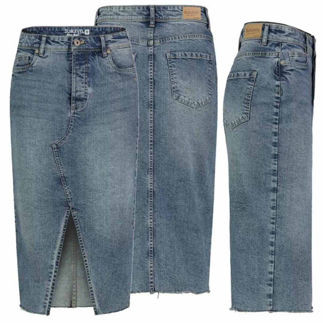 SUBLEVEL Jeansrock Damen Jeans rock Rock MAXI Lange Rock Denim Stretch Vint günstig online kaufen