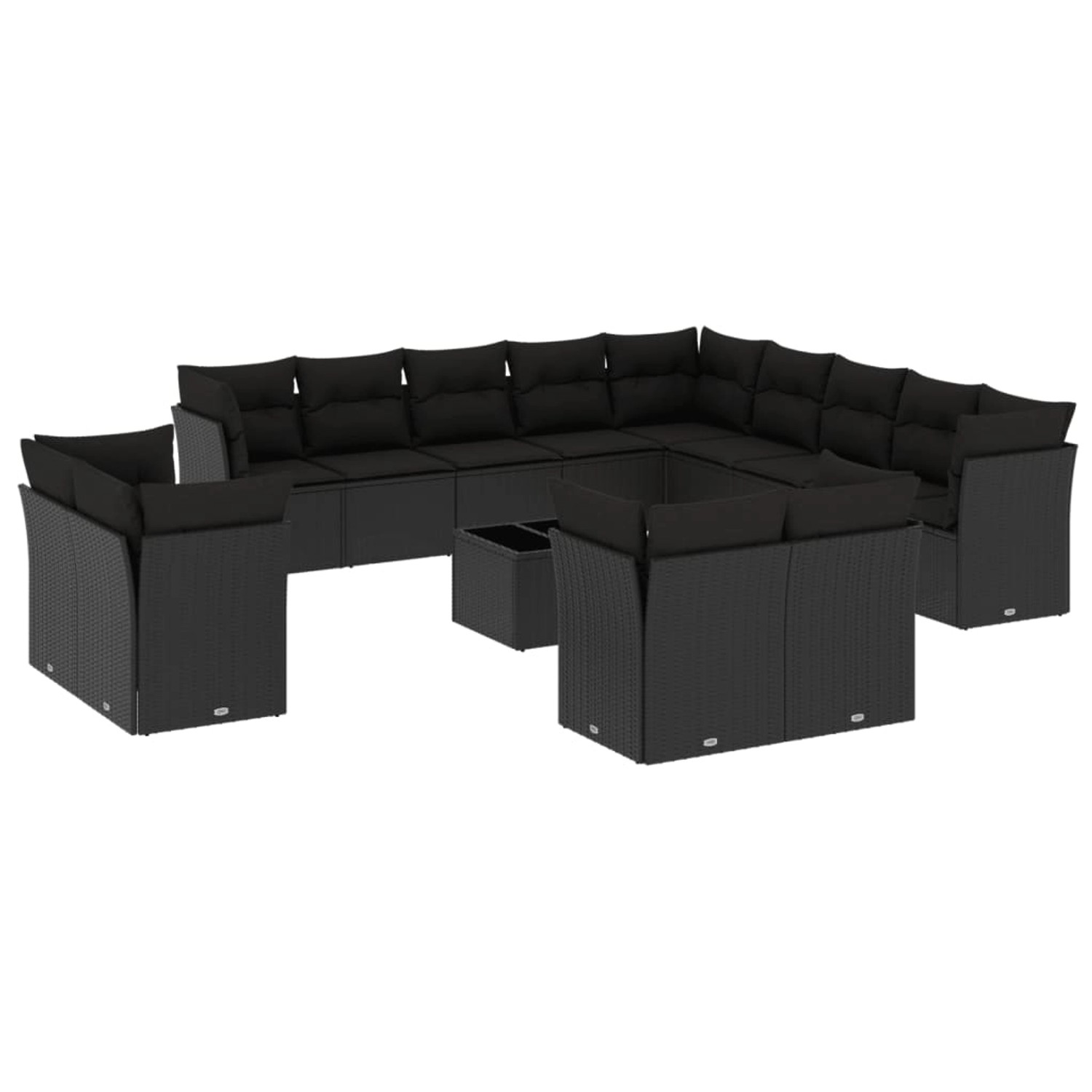 vidaXL 14-tlg Garten-Sofagarnitur mit Kissen Schwarz Poly Rattan Modell 15 günstig online kaufen