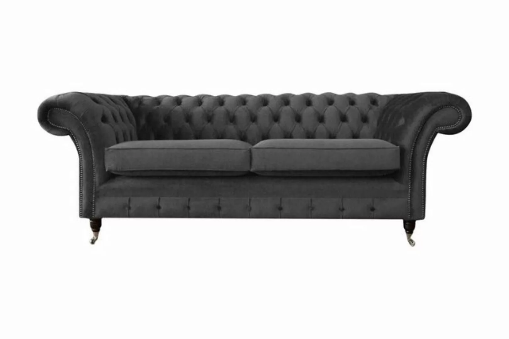 JVmoebel Sofa Design Chesterfield Sofa 3 Sitzer Grau Couch Polster Sofas Wo günstig online kaufen