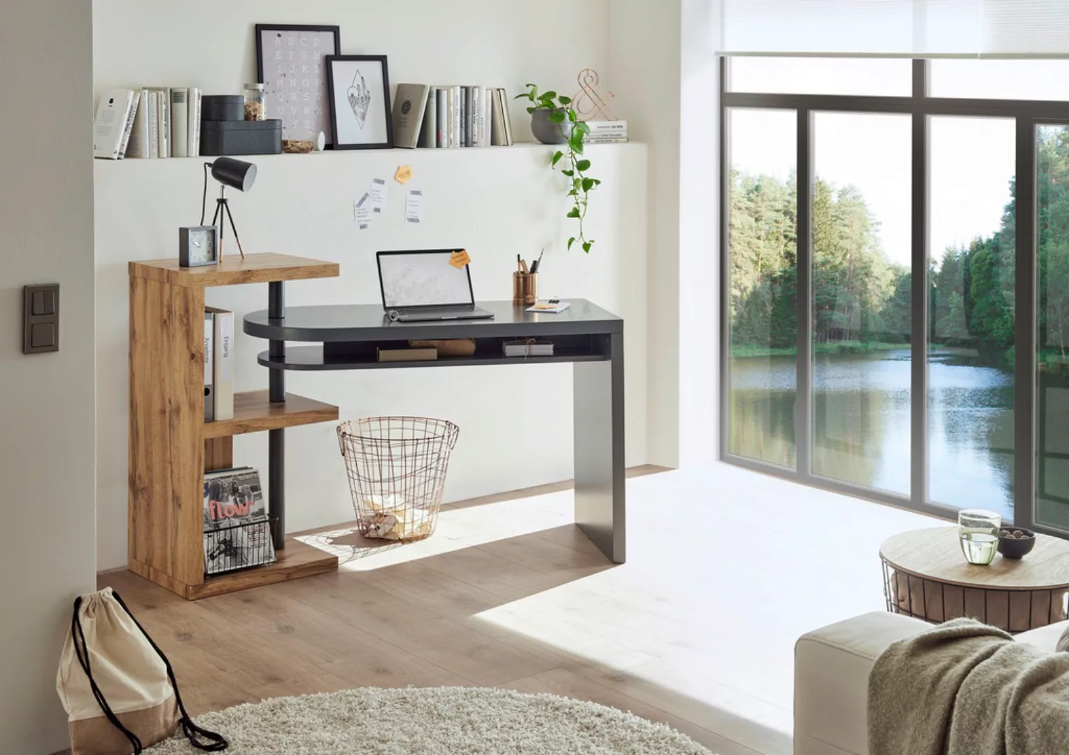 MCA furniture Schreibtisch "Moura", mit Regalelment weiß hochglanz, Tischpl günstig online kaufen