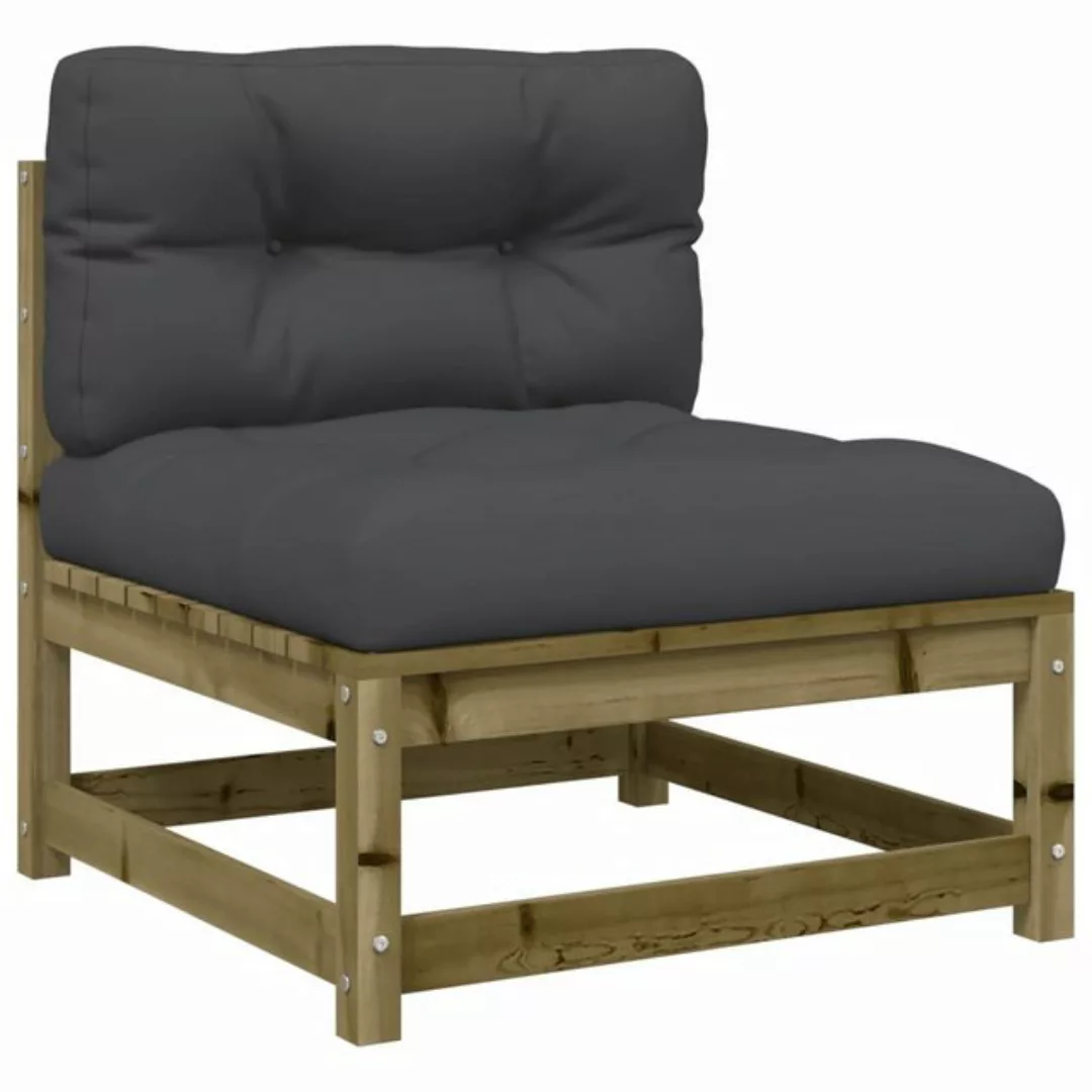 vidaXL Sofaelement Gartensofa ohne Armlehnen mit Kissen Kiefernholz Imprägn günstig online kaufen