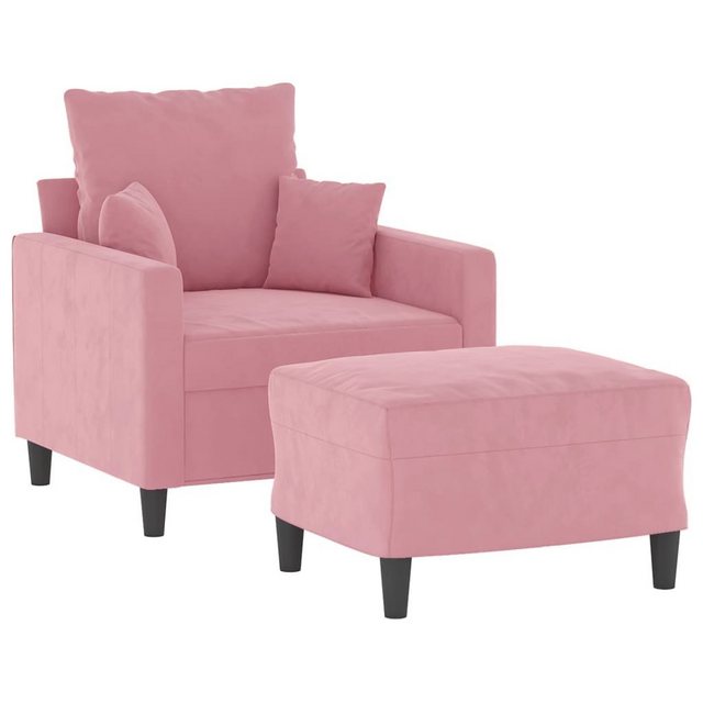 vidaXL Sofa Sessel mit Hocker Rosa 60 cm Samt günstig online kaufen