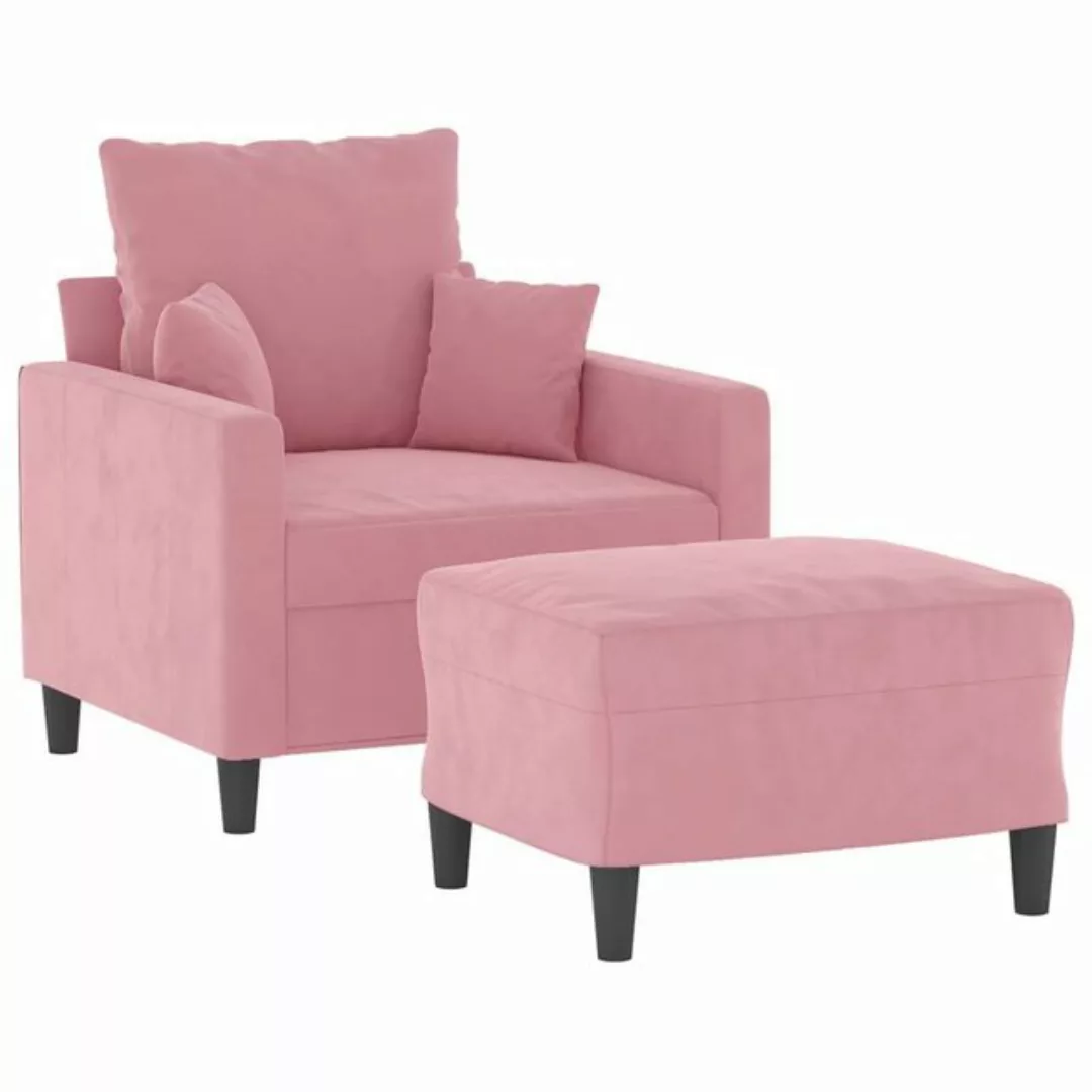 vidaXL Sofa Sessel mit Hocker Rosa 60 cm Samt günstig online kaufen