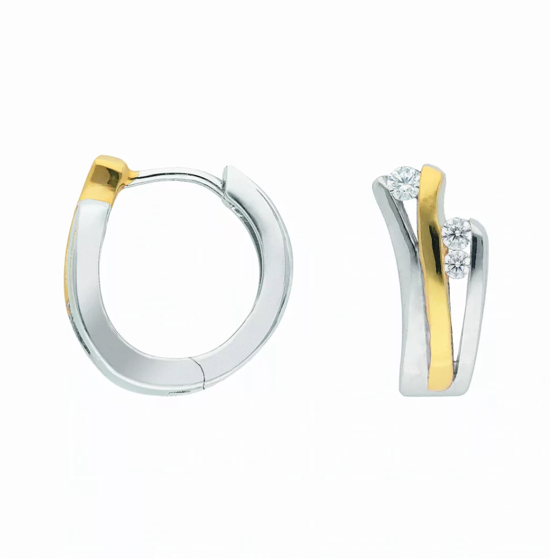 Adelia´s Paar Ohrhänger "925 Silber Ohrringe Creolen Ø 13,1 mm", mit Zirkon günstig online kaufen