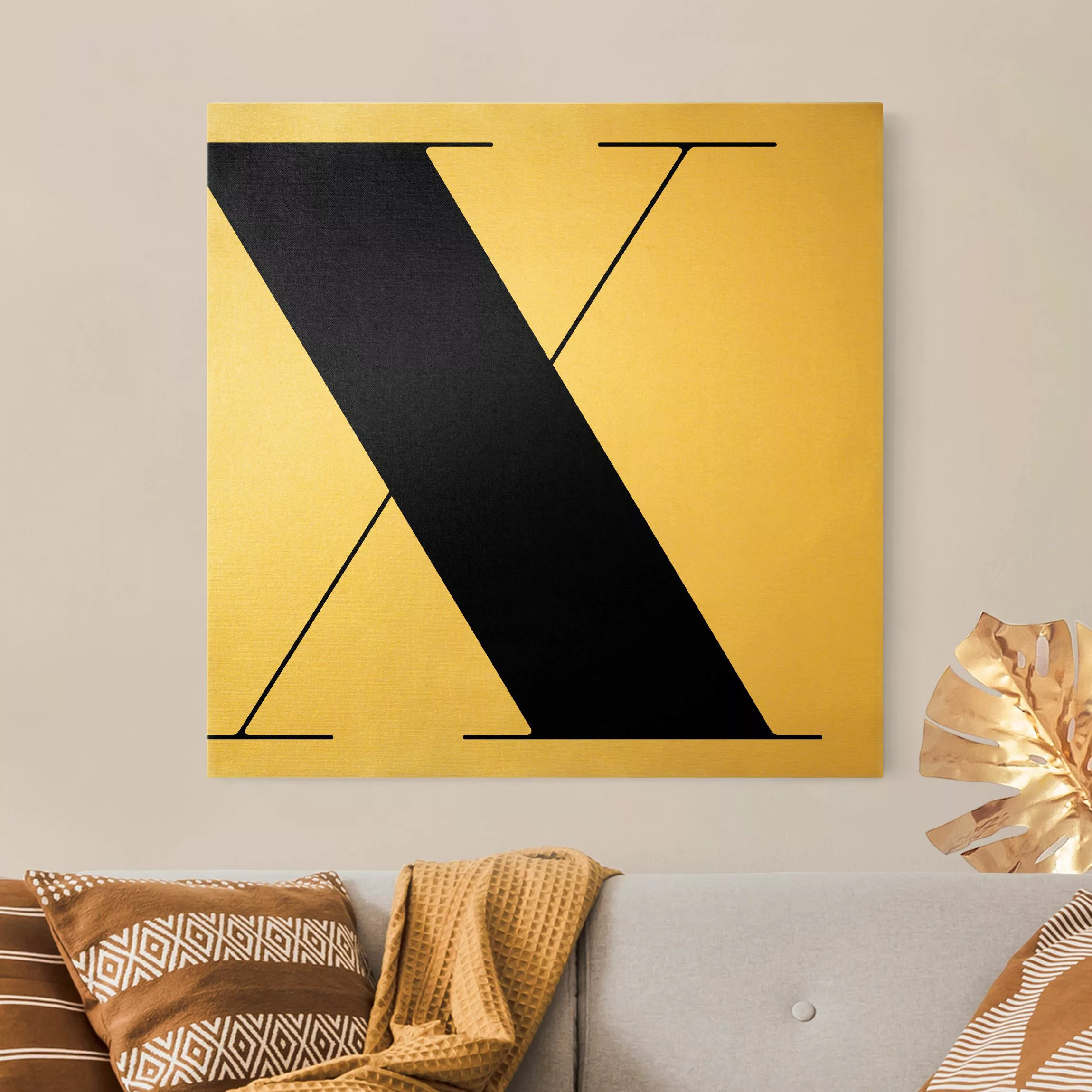 Leinwandbild Gold Antiqua Letter X günstig online kaufen