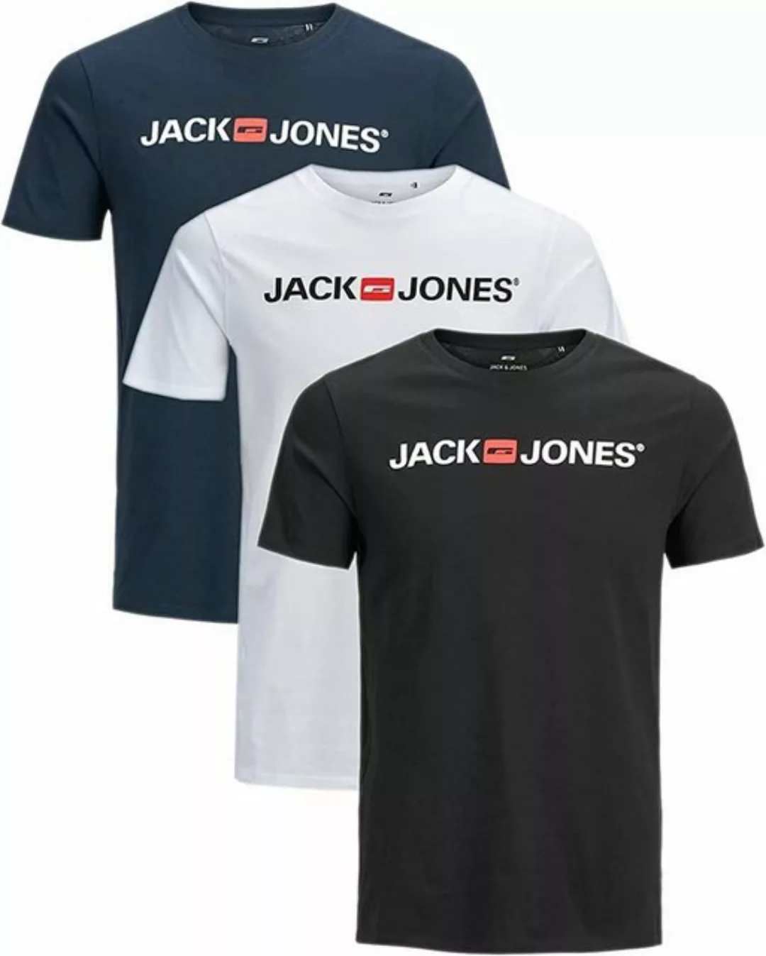 Jack & Jones T-Shirt Stilvolles Slim-Fit Shirt mit Printdruck (3er-Pack) Pr günstig online kaufen