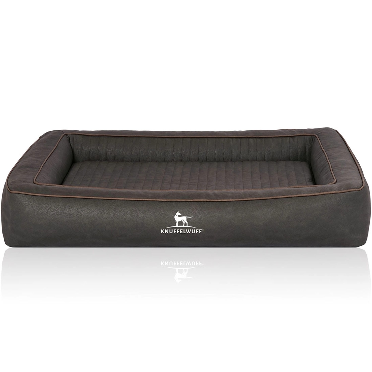 Knuffelwuff Hundebett Montego Orthopädisch Kunstleder 105 x 80cm Schwarz günstig online kaufen