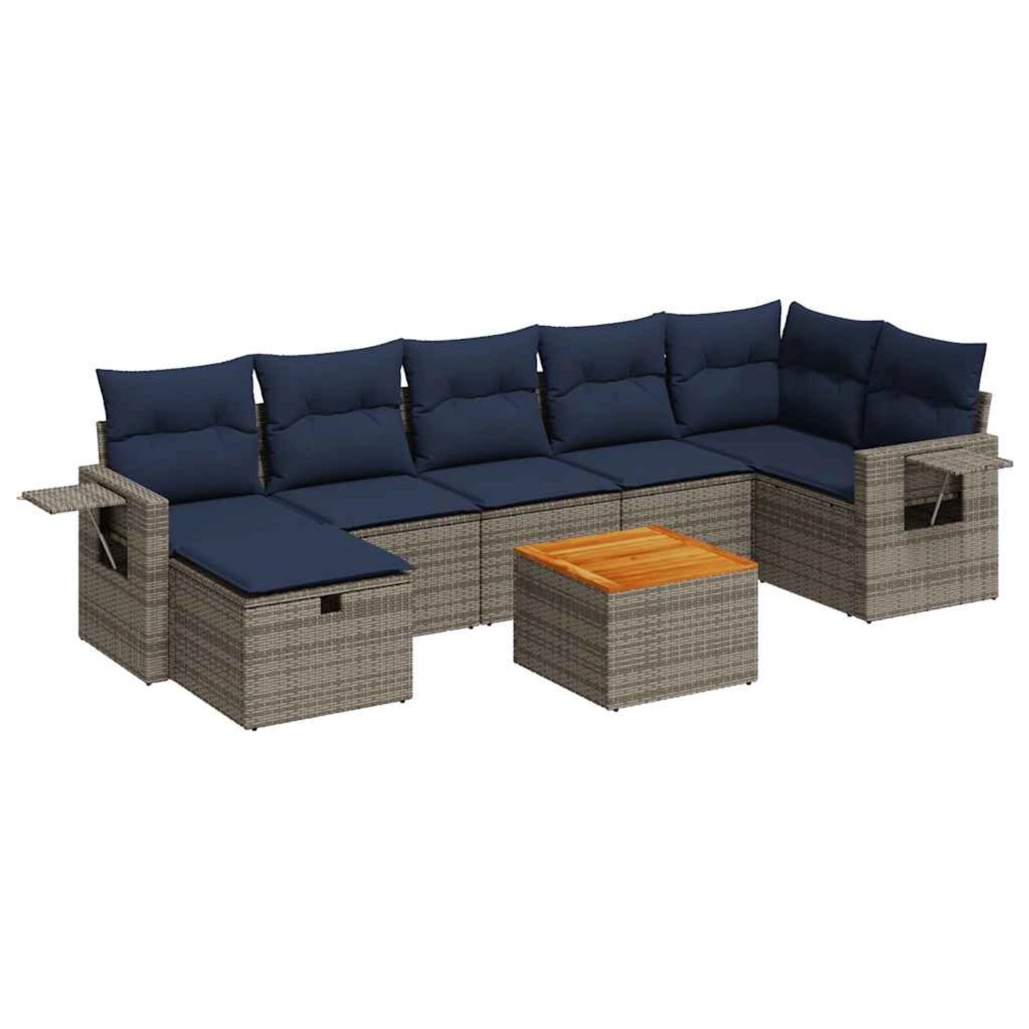 vidaXL 8-Tlg Garten-Sofagarnitur mit Kissen Grau Poly Rattan 3325827 günstig online kaufen