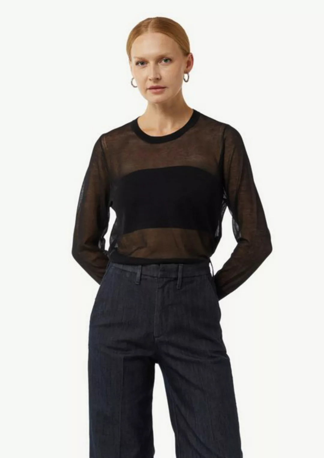 Comma Langarmshirt Strickpullover in semi-transparenter Optik günstig online kaufen