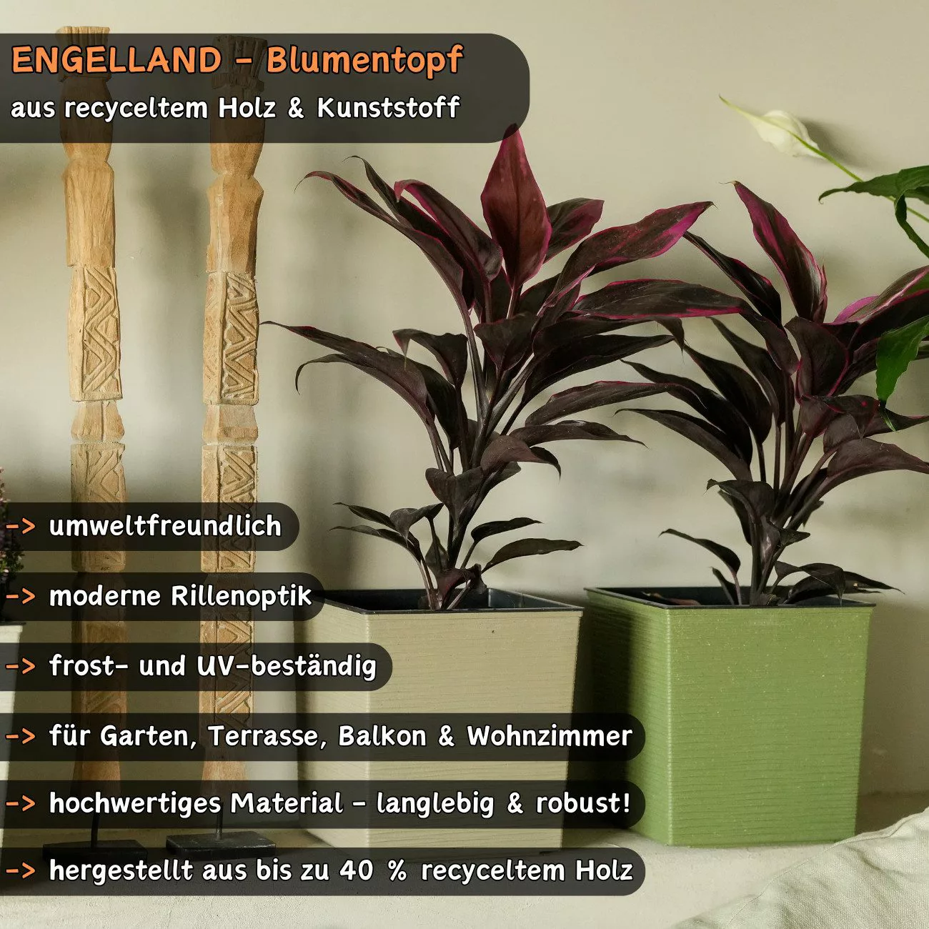 Engelland Pflanzkübel Blumentopf aus recyceltem Kunststoff günstig online kaufen