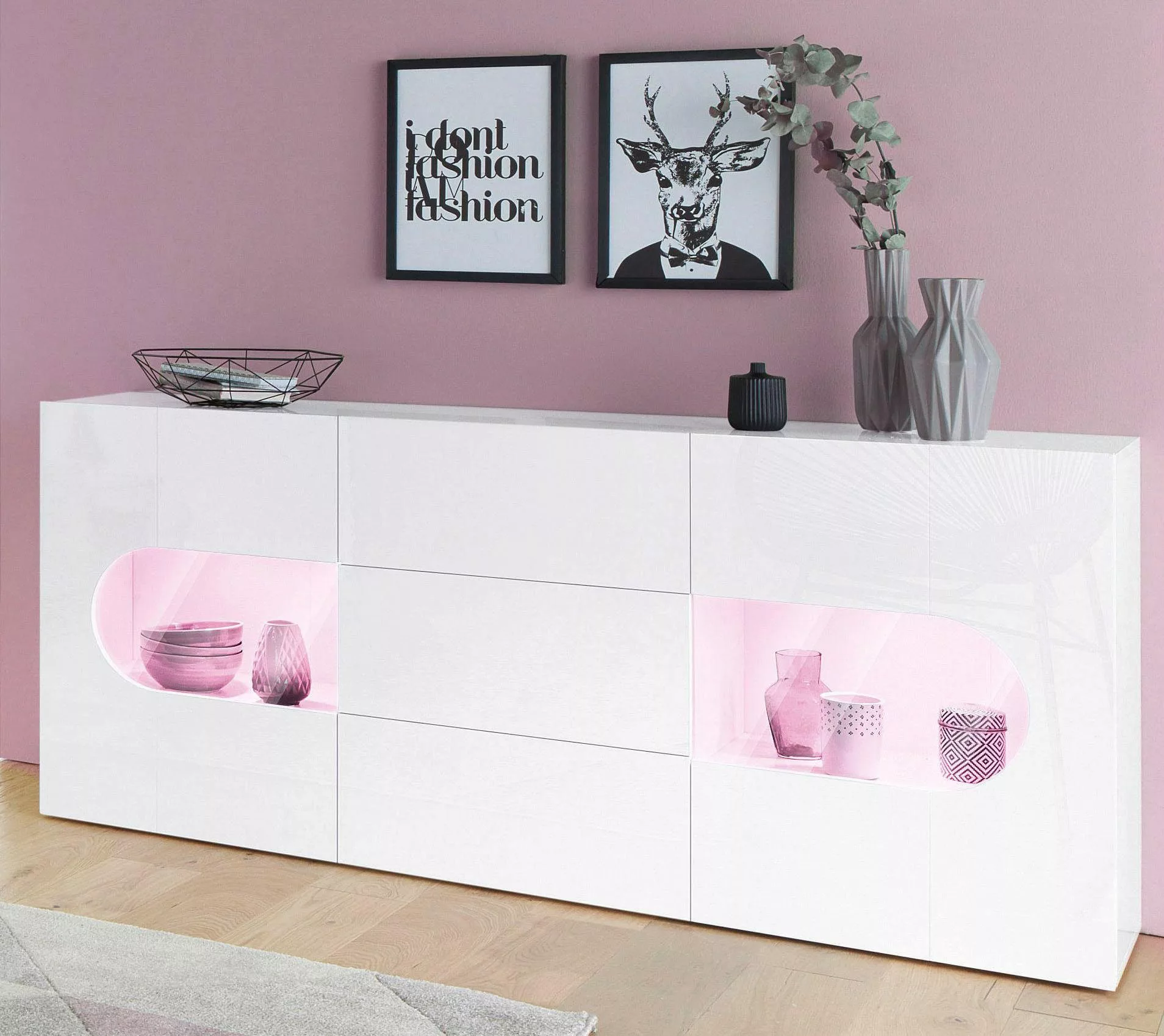 INOSIGN Sideboard Real,Vitrine,Kommode,Schrank, komplett hochglanz lackiert günstig online kaufen