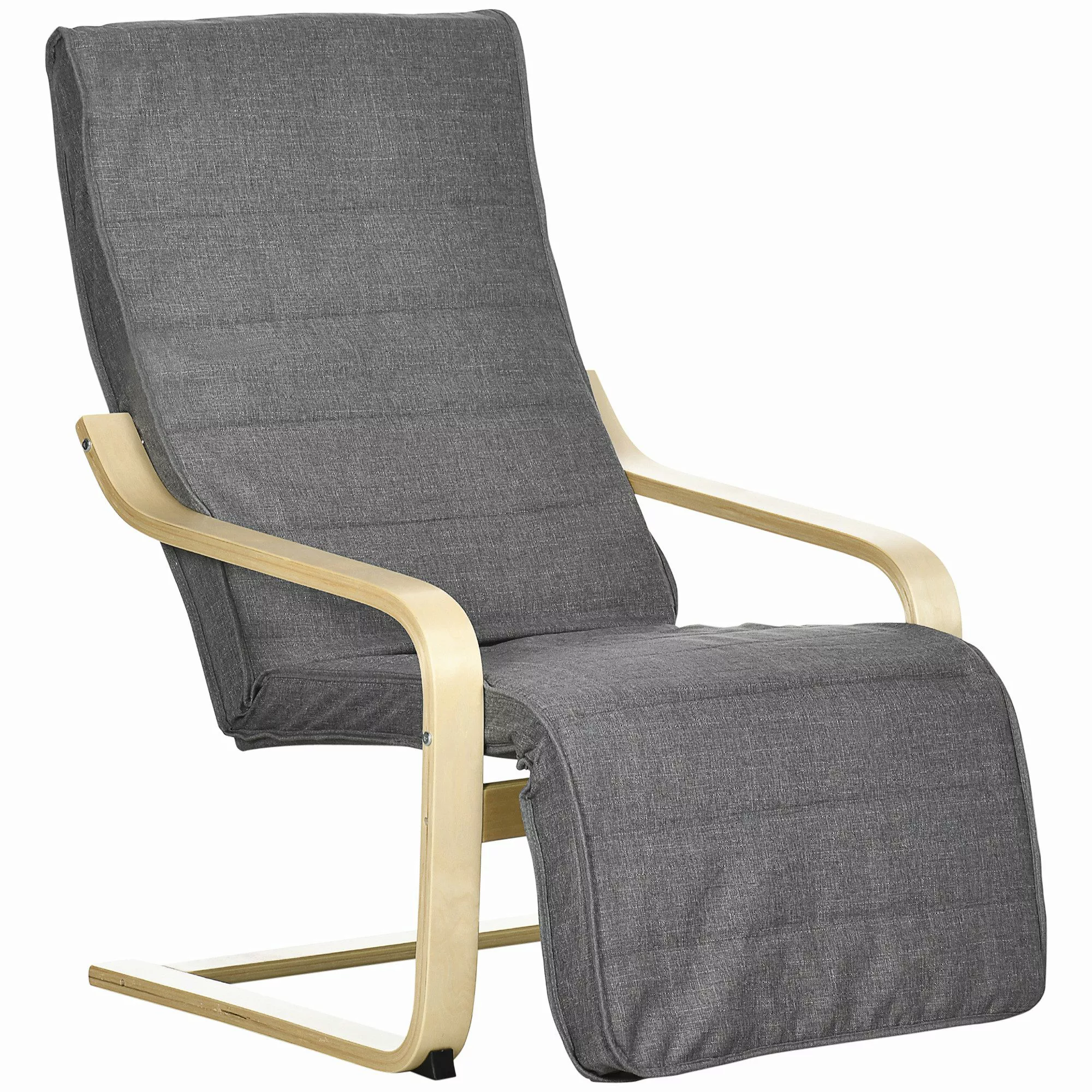 HOMCOM Relaxsessel mit verstellbaren Armlehnen,Stoffdekoration, Holzrahmen günstig online kaufen