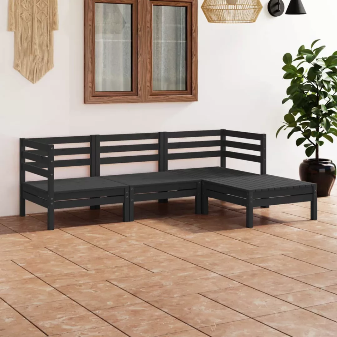 4-tlg. Garten-lounge-set Massivholz Kiefer Schwarz günstig online kaufen