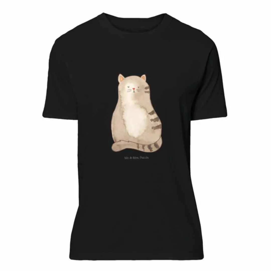 Mr. & Mrs. Panda T-Shirt Katze sitzend - Schwarz - Geschenk, Party, gestrei günstig online kaufen