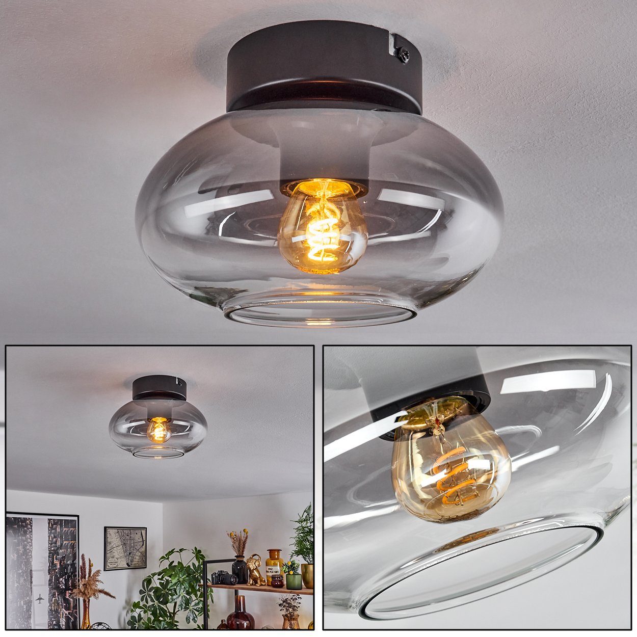 hofstein Deckenleuchte moderne Deckenlampe aus Metall/Glas günstig online kaufen