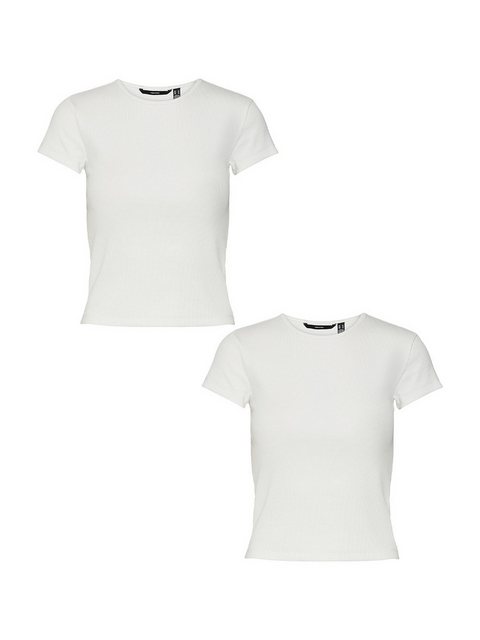 Vero Moda T-Shirt Shirt 2er-Set Enger Schnitt Rundhals Kurzarm T-Shirt (2-t günstig online kaufen