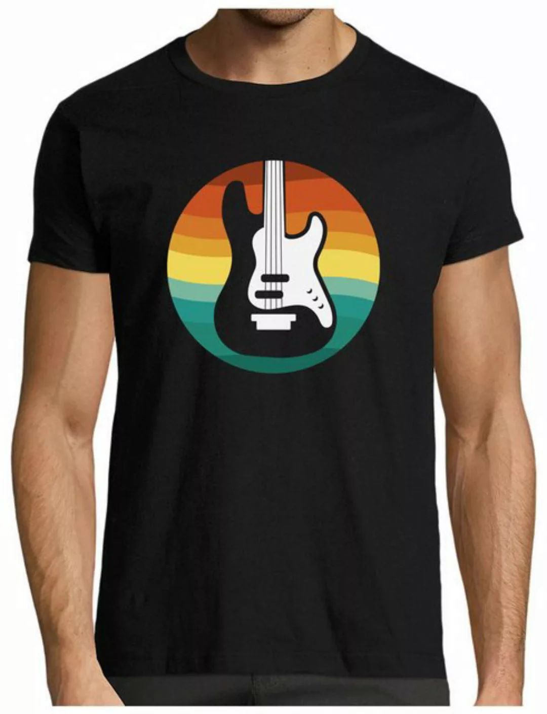 MyDesign24 T-Shirt Herren Print Shirt - Retro Gitarren Brustprint Baumwolls günstig online kaufen