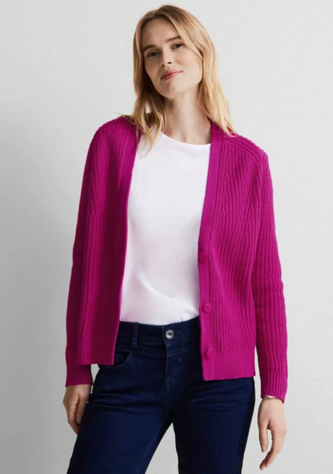 STREET ONE Cardigan mit Rippenstruktur günstig online kaufen