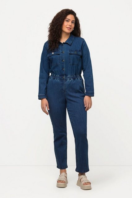 Ulla Popken Regular-fit-Jeans Jeans-Boilersuit Jeans-Overall Hemdkragen Lan günstig online kaufen