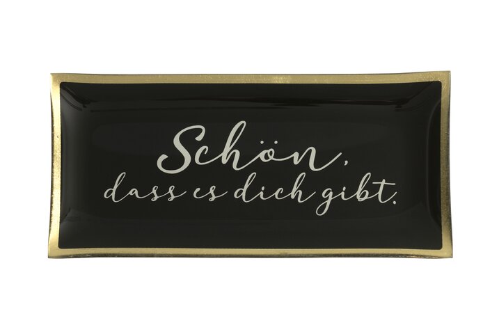 Glasteller 21x10cm - Schön, dass es dich gibt, Schwarz/Gold günstig online kaufen