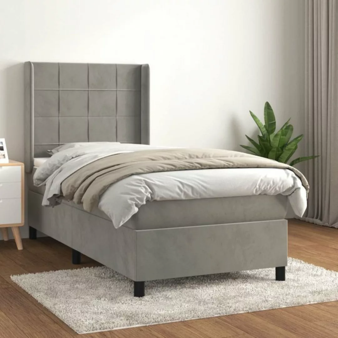 vidaXL Bettgestell Boxspringbett mit Matratze Dunkelgrau 90x200 cm Samt Bet günstig online kaufen