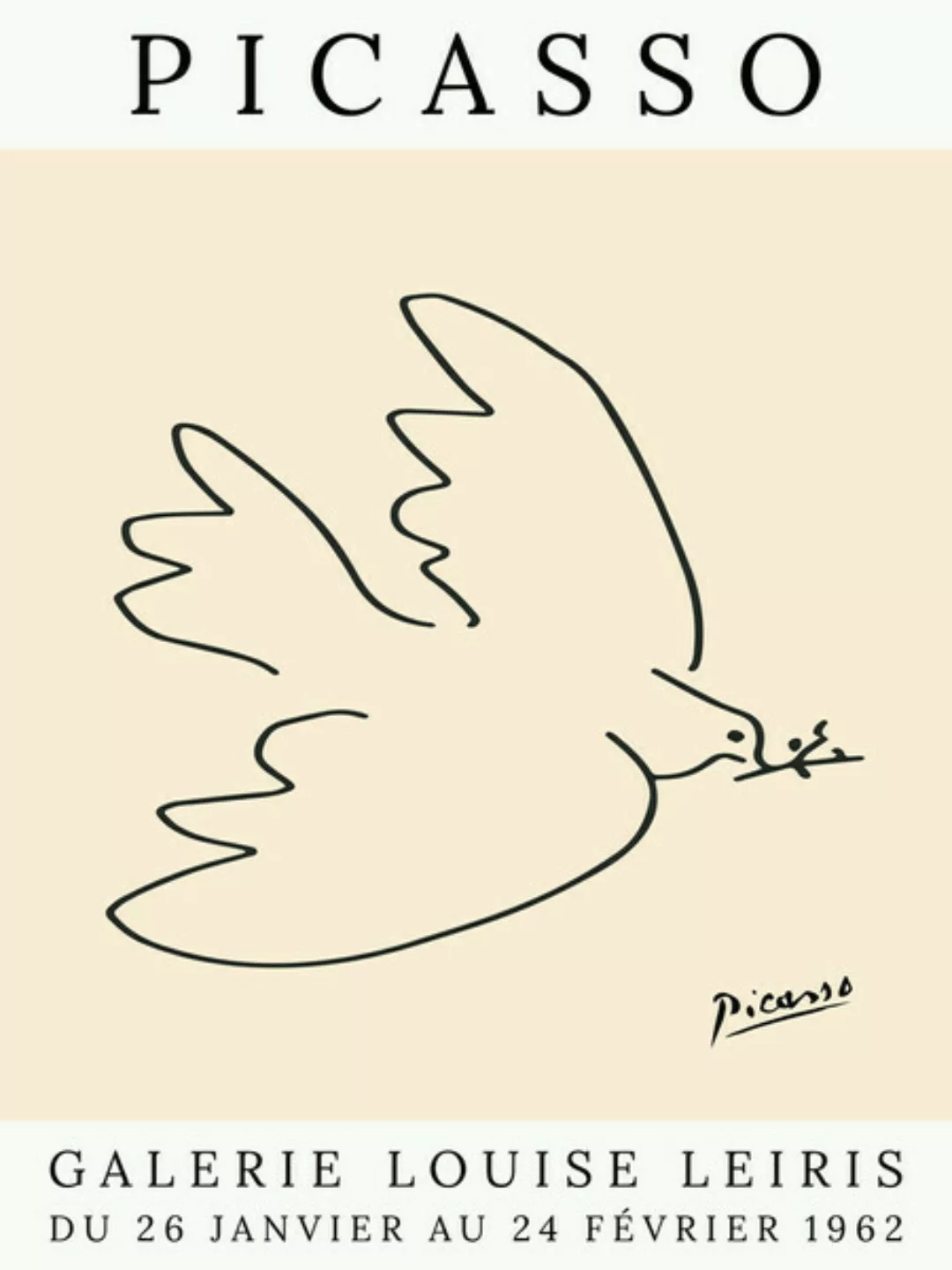 Poster / Leinwandbild - Picasso Taube – Beige günstig online kaufen