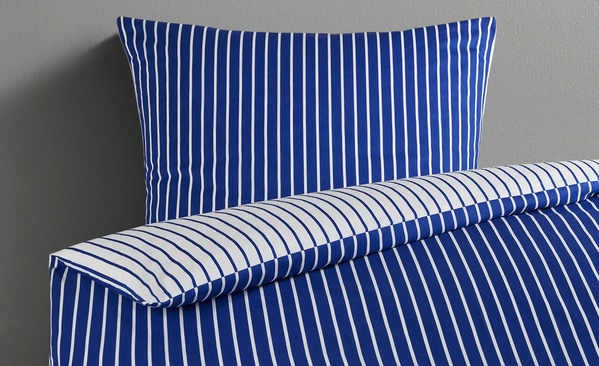 HOME STORY Renforcé Bettwäsche  Streifen - blau - reine Baumwolle - 135 cm günstig online kaufen