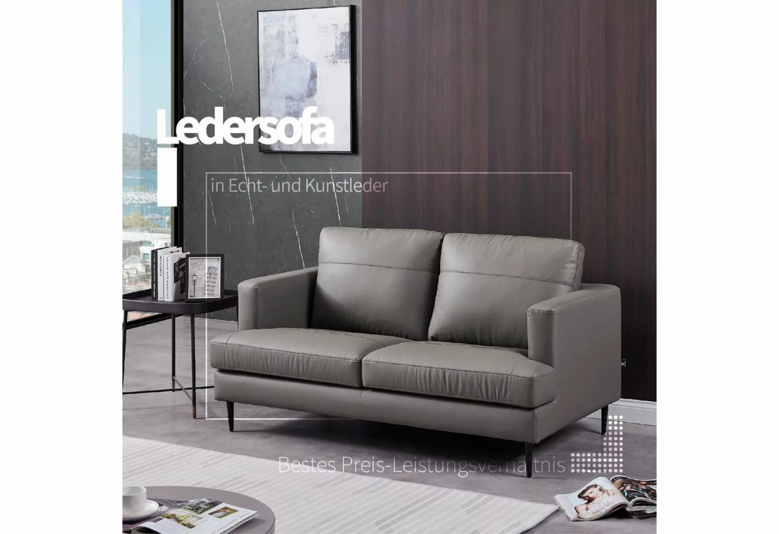 V6 Sofa Ledersofas S128, edel & elegant Design, Bestes Preis-Leistungsverhä günstig online kaufen