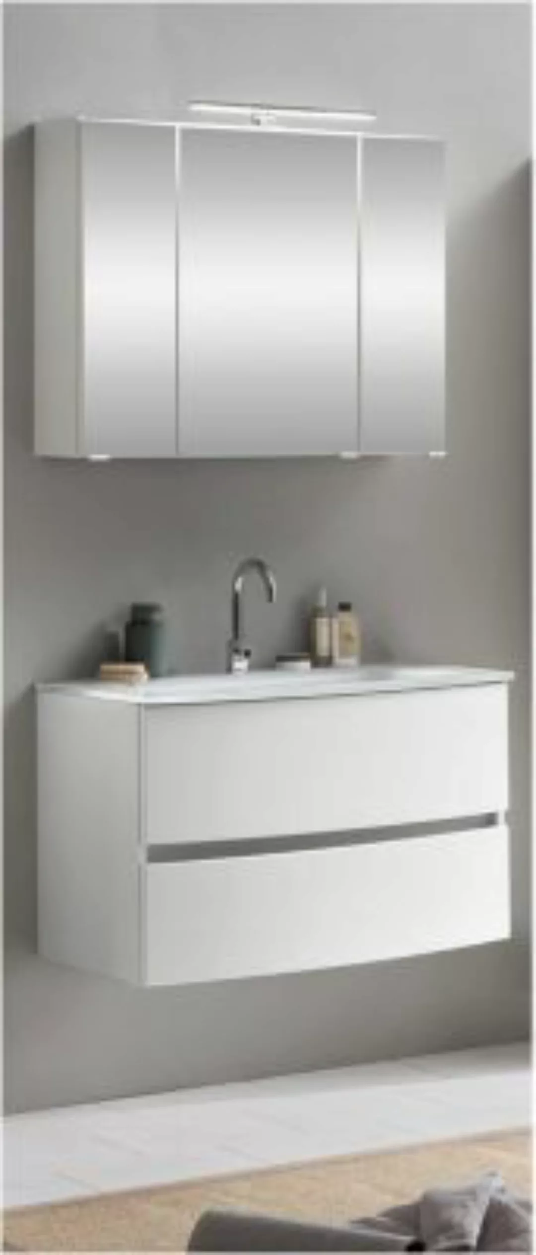 Lomadox Waschplatz Set 2-tlg. 80 cm in matt weiß LAURIA-03 inkl. LED Beleuc günstig online kaufen