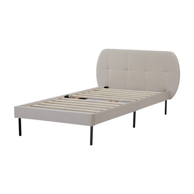 en.casa Polsterbett, »Porvoo« Samt 90 x 200 cm Beige günstig online kaufen