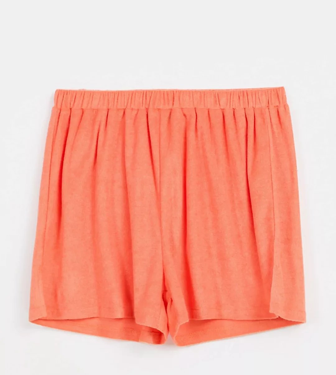 Missguided Plus – Shorts aus Frottee in Orange, Kombiteil günstig online kaufen